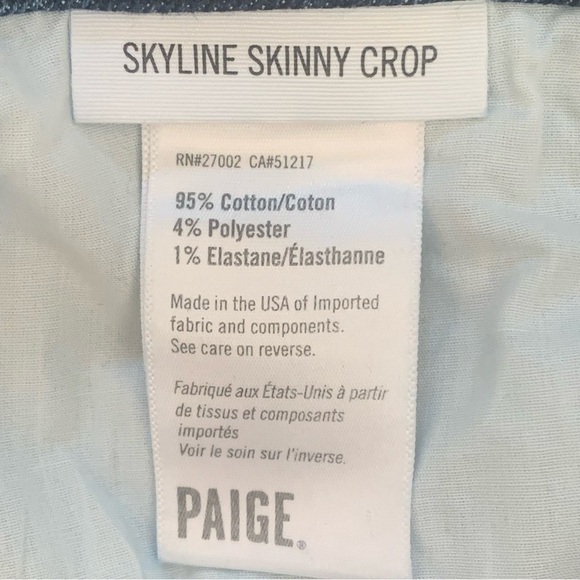 PAIGE Skyline Skinny Crop Mid-Rise Pico Jeans Raw Hem Size 27 - Picture 4 of 15